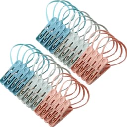 Wasknijpers - 24 Stuks - Grote wasknijpers - Veelzijdig - Kunststof Wasknijpers - Handdoek Knijpers - Drooghaak voor kleding - Handdoeken/badlakens knijpers - 5.8×1.3cm - 3 Kleuren — thumbnail 1