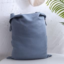 Hangende waszak, 100% linnen, ruimtebesparende waszak, deur hangende wasmand, tas voor badkamer, slaapkamer, kinderkamer, 70 x 50 cm, donkerblauw — thumbnail 3