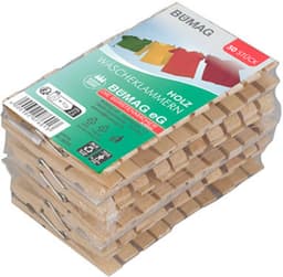 Wasknijpers - 100x stuks - natuurlijke houtkleur - stevig ontwerp - 8 cm — thumbnail 2