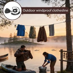 Camping Waslijn - Draagbare Lijn - Kleding Drogen - Winddicht Ontwerp - 1 Meter - Zwart — thumbnail 4