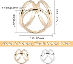 Tweekleurige, vierdelige set van drieringige sjaalclips, kleding- en sieradenaccessoires, geschikt voor trouwjurken, T-shirts, sjaals, omslagdoeken en andere modieuze versieringen. — thumbnail 2