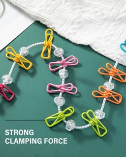 Draagbare Waslijn - Camping Wasrek - Buiten Droge Kleding - 12 Anti-slip Clips - Tot 3.6 Meter — thumbnail 4