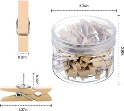 50 Stuks Houten Push Pin Clips voor Notities en Foto's - Ideaal voor Kurkbord en Muurdecoratie — thumbnail 3