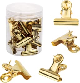 Goudkleurige Push Pins en Bulldog Clips - 20 Stuks voor Thuis- en Kantoorgebruik — thumbnail 1