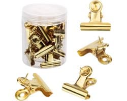 Goudkleurige Push Pins en Bulldog Clips - 20 Stuks voor Thuis- en Kantoorgebruik