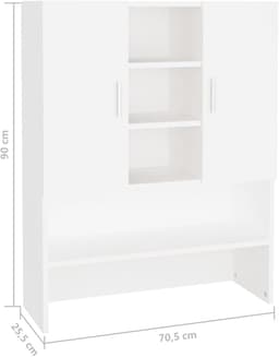 Wasmachinekast Bovenkast - Badkamer Opberger - Ruimte Besparen - 9 Vakken 2 Deuren - 70x25x90 cm - Wit — thumbnail 3