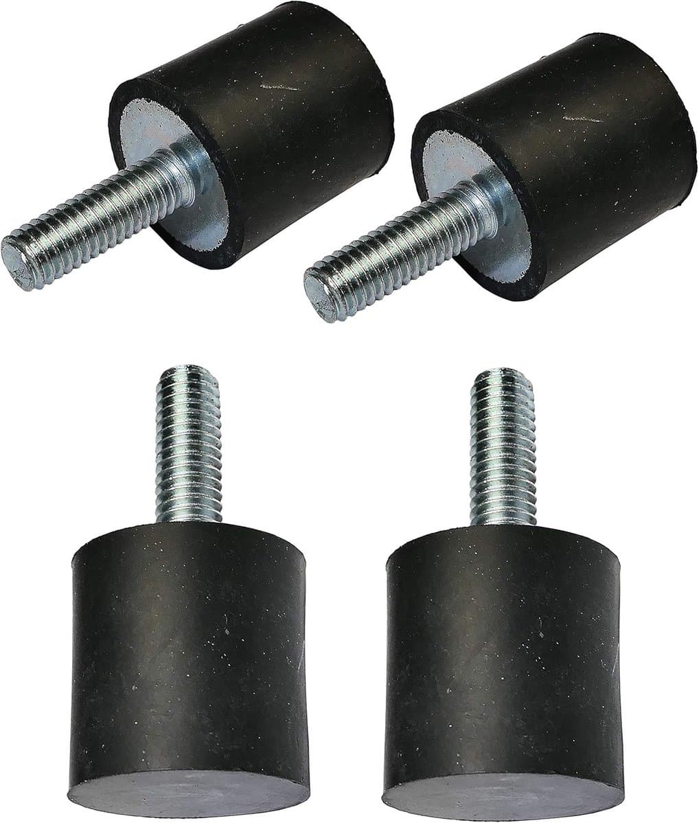 Set van 4 rubberen trillingsdempers met M6 schroefdraad - Ø20 mm H: 20 mm - Belasting tot 30,8 kg per voet — afbeelding 1