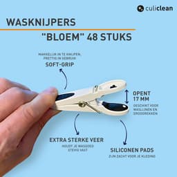 Premium wasknijpers in bloemdesign (48 stuks) - Blauw, Geel, Groen, Roze — thumbnail 4