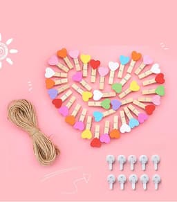 50 Mini Houten Knijpers met 10m Jute Touw - Decoratieve Clips voor Foto's en Knutselen — thumbnail 2