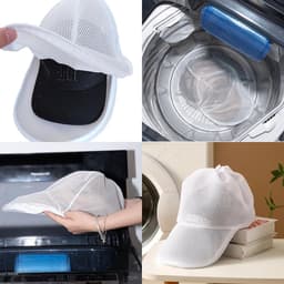 Wasring voor petten - pettenwasser met kaphouder en waszak - hoedenwas in wasmachine of vaatwasser - mesh beschermframe (27 x 22 cm) — thumbnail 4