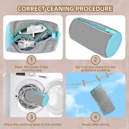 Famanu – 2-in-1 Schoenwaszak, Waszak voor Het Wassen van Schoenen in de Wasmachine met Dubbele Rits, 360°-Reiniging, Herbruikbaar, Waszakken met Verborgen Ritsen (Grijs) — thumbnail 4