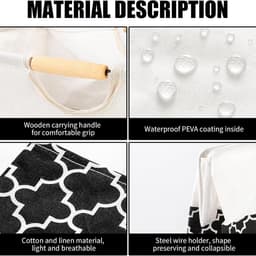 Opvouwbare wasmand van 72 liter met houten handgrepen (set van 1) - ideaal voor het opbergen van kleding - dekens en speelgoed. Perfect voor het organiseren van de slaapkamer - badkamer en woonkamer. — thumbnail 4