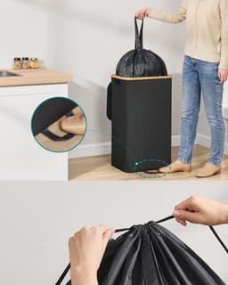 SONGMICS - Wasmand - Flessencontainer - 100 L Recyclingbak met Deksel en Binnenzak - Voor Keuken — thumbnail 5