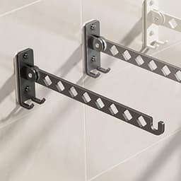 Wandgemonteerd kledingrek, opvouwbaar kledingrek met 8 stangen, 180° draaibaar droogrek van roestvrij staal voor badkamer, balkon, slaapkamer (zwart) — thumbnail 1