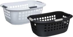 Benson Wasmanden set - 2 stuks - extra groot - grijs/wit - kunststof - 51 liter - 67 x 47 x 27 cm — thumbnail 3