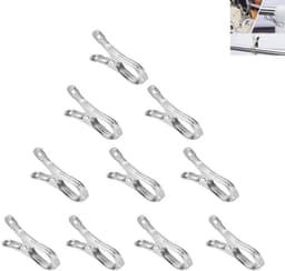 10 stuks - kleine wasknijpers van roestvrij staal - RVS clips - veerklemmen - lakenklemmen - open winddichte clips - wasknijpers - sokkenhangers - quilt droogklemmen - roestbestendig en duurzaam — thumbnail 1