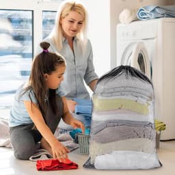 2-pack, netwaszakken, waszakken, reiswaszakken, waszakken, 23 x 34 inch dikke netwaszakken, grote waszakken met trekkoord voor studenten, studentenhuizen, reizen, huis- en appartementbewoners — thumbnail 2