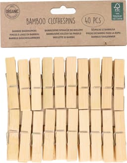 Wasknijpers voor wasgoed ophangen - bamboe hout - 120x stuks - beige - 7 cm — thumbnail 3