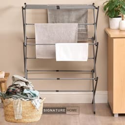 Signature Home Vigo Droogrek - wasrek inklapbaar - 3 Tier - Wasrek uitschuifbare - Metalen - Wasserij Droogrekken - Donker Grijs- 44-76cm — thumbnail 4