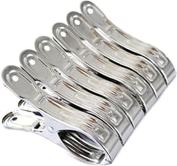 Wasknijpers - 6 Stuks - Knijpers - 12cm - Opening 6 cm - RVS - Zilver - Quilt Klem - Windknijpers - Geschikt voor het drogen van dekbedden, lakens en badhanddoeken — thumbnail 1