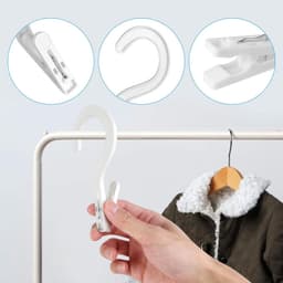 Washaken Clip - Drooghaak voor kleding - Washaken met klemmen - kleerhangers voor sokken - Sterke plastic wasknijpers - Veelzijdig - draagbare antislip plastic hangers clips - voor kleding gordijn badhanddoek hoed lakens jas - 8stuks - wit — thumbnail 4