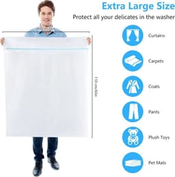 Famanu - Waszakken Groot 90 x 110 cm 2 Stuks Mesh Waszakjes XXL Wasmachine Tas Wasnetten met Rits voor Jas Jurk Beddengoed Deken Laken Quilt Tapijt Gordijnen Donsjack Reisorganisator — thumbnail 5