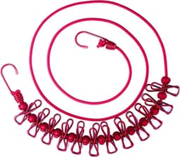 12-Clothespin Windproof Portable Clothesline for Outdoor Camping Holiday Hotel Balcony Backyard (Red) — thumbnail 1