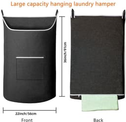 Hangende wasmand, deurhangende wasmand met grote opening Hangende wasmand Opbergtas Groot formaat 36 x 22 inch (Grijs) — thumbnail 2