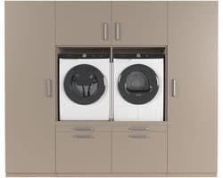 Wasophoogte® Wasmachine Kast Dublin - Wasmachine verhoger - Wasmachine ombouw - 700(D)*2530(B)*2110(H) mm - Taupe