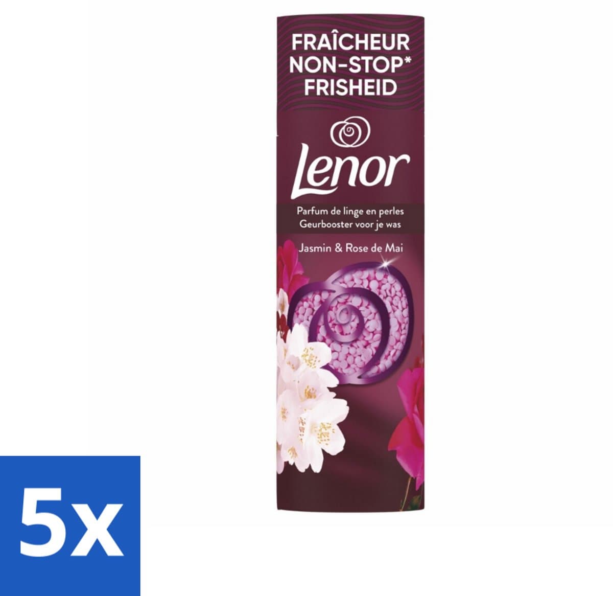 Lenor - Geurbooster - Jasmijn & Rose de Mai - Non-Stop Frisheid - 19 Wasbeurten - Bulkverpakking - 5 stuks — afbeelding 1