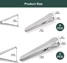 Ibenzoa® Set van 10 Roestvrijstalen Voedselclips voor Zakken in Diverse Maten, Zilver — thumbnail 3