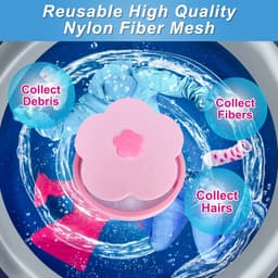 4 stuks - Filterzakken voor wasmachines - Huisdierhaar Vanger - wasmachinenetzak - pluizenvanger - wasmachine haarvanger - voor honden en katten - herbruikbare - huishoudelijke haarfilter - wasmachine pluizenvanger netzak - blauw en roze — thumbnail 4