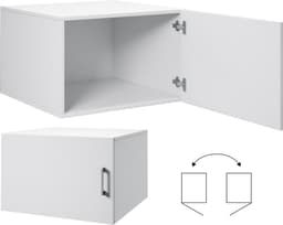 MOBISTOXX Wasmachine Kast - Set van 2 - Wasmachine Verhoger - Wasmachine Ombouw - 135 cm x 67 cm x 233 cm (B x D x H) - Met Lade Voor Wasmand - Voor Wasmachine en Droogkast - Extra Kastruimte Boven - Wit — thumbnail 2