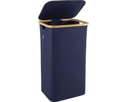 Bathola Wasmand met deksel, wasmand met uitneembare wit, ademende waszak, wassorteerder voor badkamer, slaapkamer, wasverzamelaar, Laundry Baskets, opvouwbare wasbox, 100 liter, donkerblauw