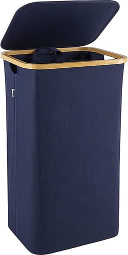 Bathola Wasmand met deksel, wasmand met uitneembare wit, ademende waszak, wassorteerder voor badkamer, slaapkamer, wasverzamelaar, Laundry Baskets, opvouwbare wasbox, 100 liter, donkerblauw — thumbnail 1