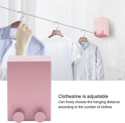 Waslijn Intrekbaar - Kledinglijn Droogrek - Kleding Drogen - Roestvrij Staal - 4.2m Lang - Roze — thumbnail 3