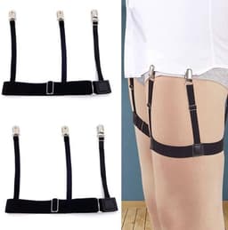 Overhemdhouders - 2 Stuks - Antislip Klemmen - Verstelbaar tot 80 cm - Uniseks - Hoogwaardige Nylon/Legering - Zwart - Hemdklemmen — thumbnail 1