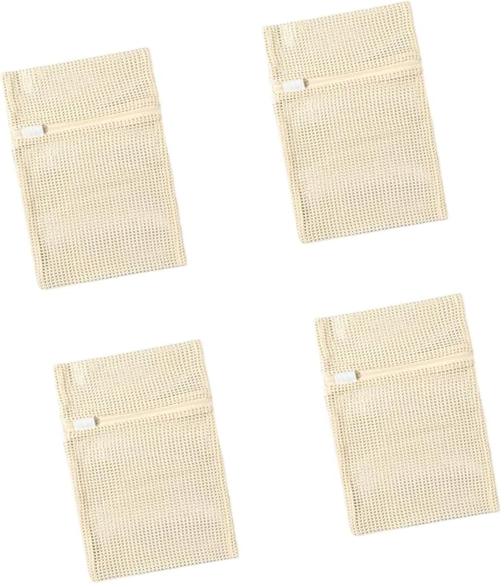 4 Stuks-waszak- waszakjes met rits-waszakken voor wasgoed-mesh waszakken-waszakken-waszak klein -wasnet-waszakje bh-Waszakje Lingerie- wasmachine zakken-Beschermt Kleding-Katoen waszak-georganiseerde bagage — afbeelding 1