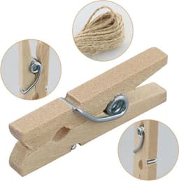 Knijpers Mini 150 Stuks - Houten Knijpers - Decoratieve Klemmen - Henneptouw - I-vormige Spijkers - Lichtgewicht 100 g — thumbnail 2