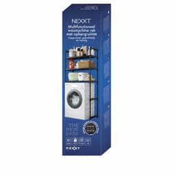 Nexxt Wasopbouw Wasmachinerek met Opbergruimte - 72 x 26 x 162 cm - Wit - Opbergrek Boven Wasmachine met Haken — thumbnail 3