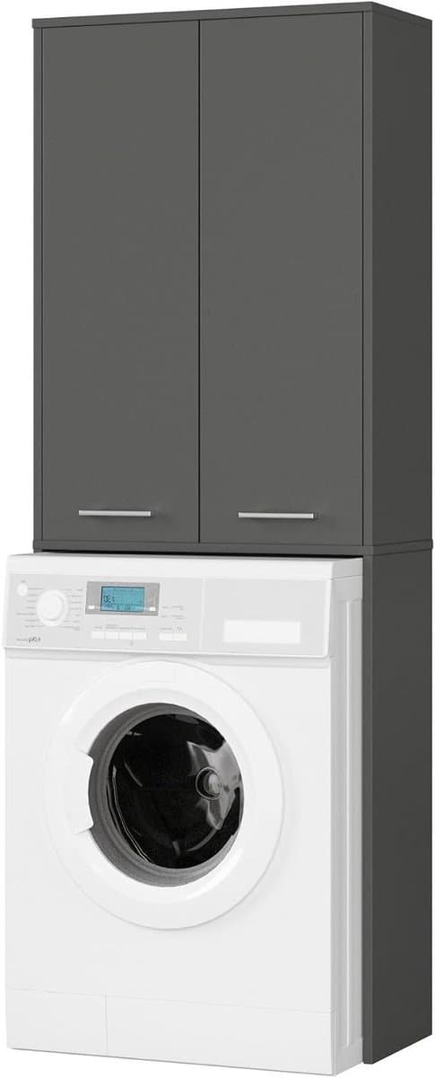 Wasmachinekast - Ombouwkast - Badkamer Organisatie - Met 4 Legplanken - B 64 x H 180 - Grafietgrijs — afbeelding 1