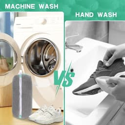 Set van 2 waszakken voor schoenen, optimale bescherming en reiniging, 360° schoonmaak voor alle soorten schoenen, met pluisfilter (grijs) — thumbnail 2