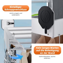 Dailygoods- Droogrek met zuignap - Inklapbaar - Wandmontage - Ruimtebesparend - Kledingrek - Duurzame constructie 50 x 25 cm - Wasrek — thumbnail 2