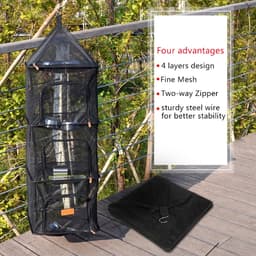 Dailygoods- Droognet Opvouwbaar - Hangend Droogrek - Draagbaar Droognet - Gaasplanken - Polyesterstaal - 36 x 36 x 69 cm — thumbnail 3