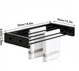 Dailygoods - Opvouwbaar Wanddroogrek van Koolstofstaal en Aluminium - Met 4 Haken voor Binnen en Buiten — thumbnail 2