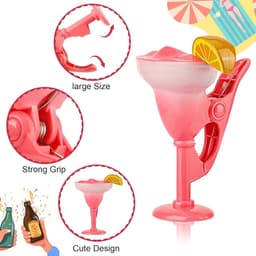 Dailygoods- Champagnehanddoekclips 4 Stuks - Creatieve Strandhanddoekclips - Cocktailvormige Zwembadclips - Duurzaam ABS/Roestvrij Staal - Antislip Ontwerp - Voor Ligstoelen en Strand - Strandlakenclips — thumbnail 2