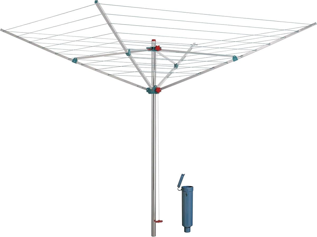 Droogmolen Buiten - Waslijn Tuin - Was Drogen - Aluminium Frame - 50 Meter Waslijn - Zilver — afbeelding 1