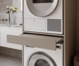 Wasmachinekast - Droger meubel - Ruimte besparen - Uittrekbaar werkblad - 187 x 65 cm - Cappuccino — thumbnail 4