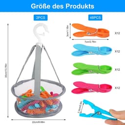 Dailygoods - Wasknijpers met mand, 50 stuks wasknijpers met zak, klemmand zonder afdruk, windbestendige kunststof wasknijpers voor waslijnen en kleerhangers — thumbnail 2