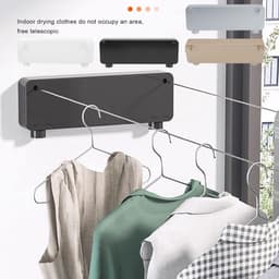 Waslijn Uittrekbaar - Waslijn Rol - Kleding Drogen - Langzaam Intrekbaar - 5.2 Meter - Zwart — thumbnail 4